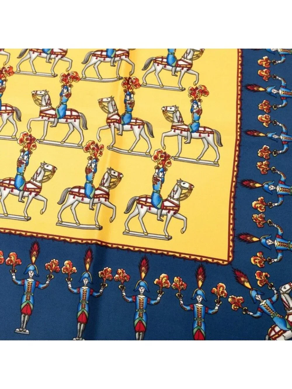 Hermes Carre 90 les Artificiers Fireworks Artist Scarf Blue Yellow Multicolor - Picture 4 of 9